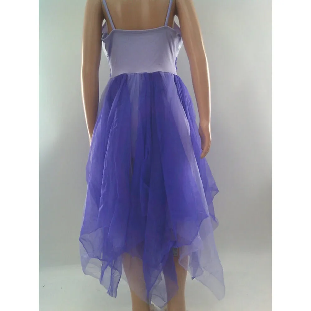Pre-Owned Dance Costume Curtain Call E3228 Large Child Purple Floral Glitter Ba